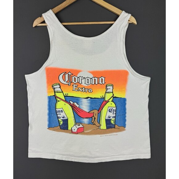 Vintage 90s Corona Extra Beer Promo Drink Alcohol Beach Tank Top - Picture 1 of 14
